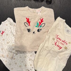 Carter's Festive Reindeer Pajama Set - Cream and White 9-12M